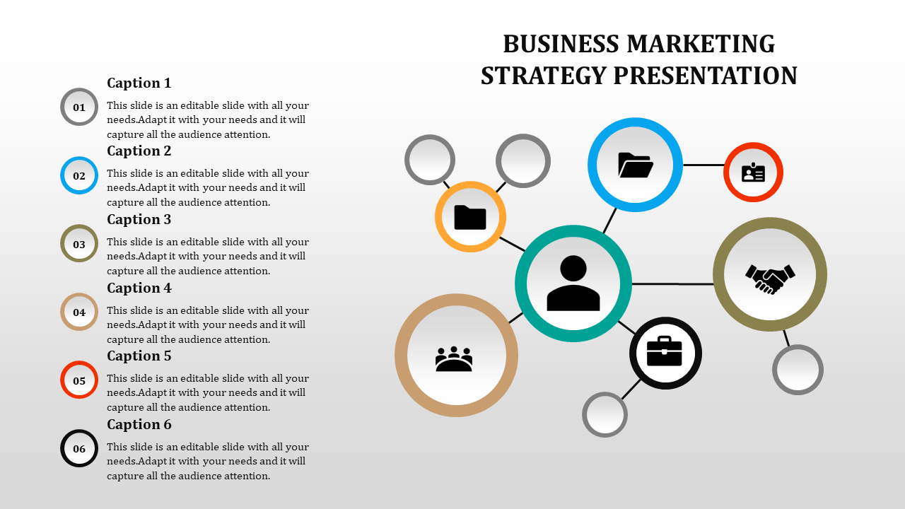 Elegant Business Marketing Strategy Template For Presentation